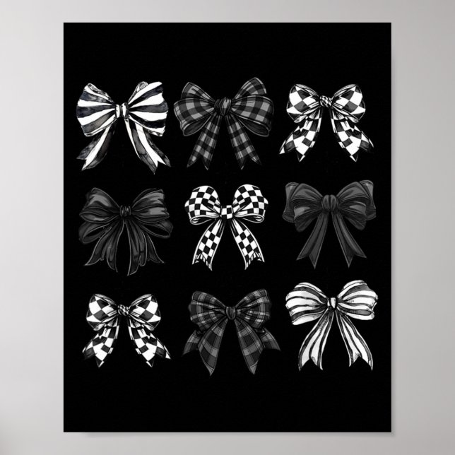 Checkered Bow Coquette Funny Gift Tee Women, Men  Poster (Vorne)
