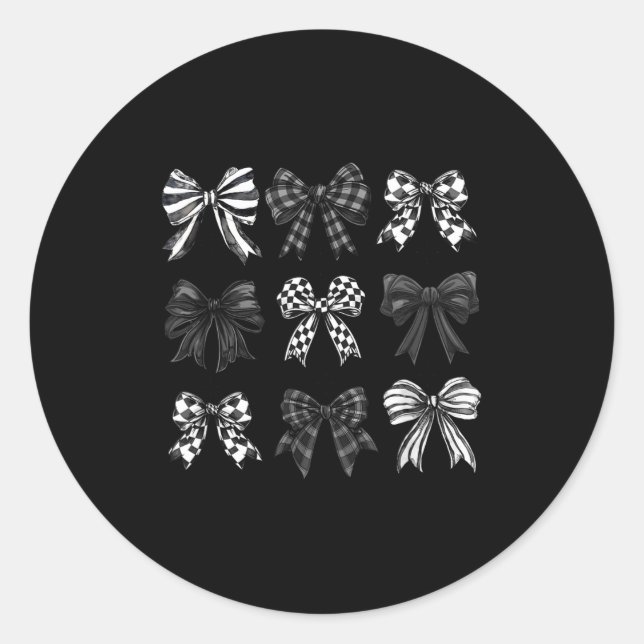 Checkered Bow Coquette Funny Gift Tee Women, Men  Runder Aufkleber (Vorderseite)