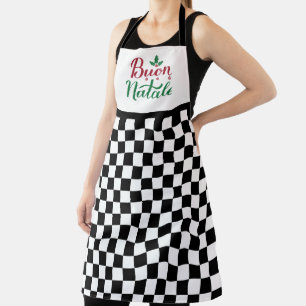 Checkered Buon Natale Frohe Weihnachten Schürze