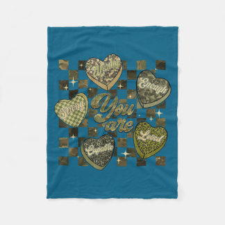 Checkered Camouflage You Are Enough Valentines Day Fleecedecke