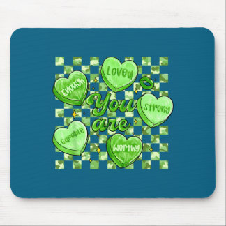 Checkered Camouflage You Are Enough Valentines Day Mousepad