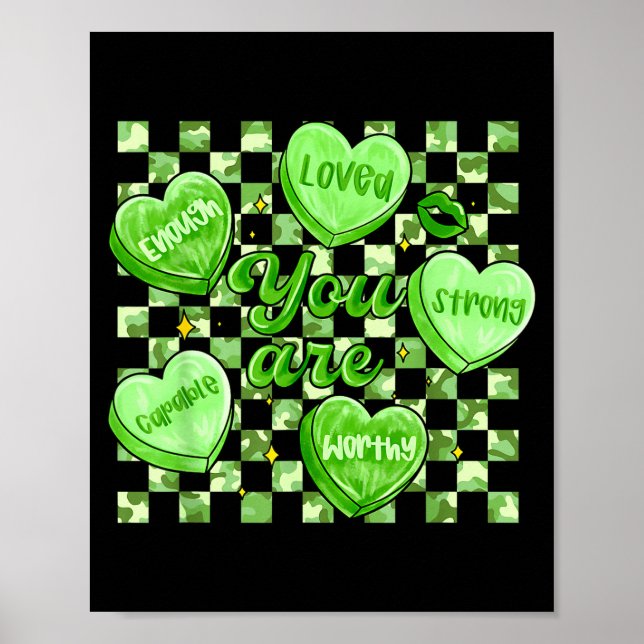 Checkered Camouflage You Are Enough Valentines Day Poster (Vorne)