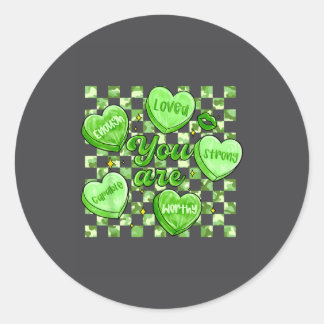 Checkered Camouflage You Are Enough Valentines Day Runder Aufkleber