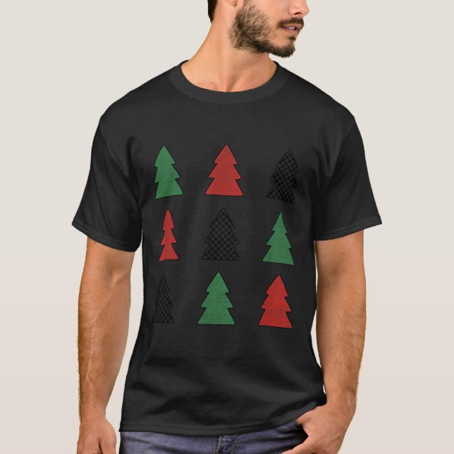 Checkered Christmas Tree Graphic Crewneck Swea Fun T-Shirt (Vorderseite)