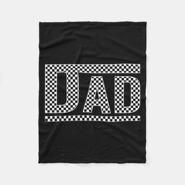 Checkered Dad Black White Funny Dad Father's Day M Fleecedecke (Vorderseite)