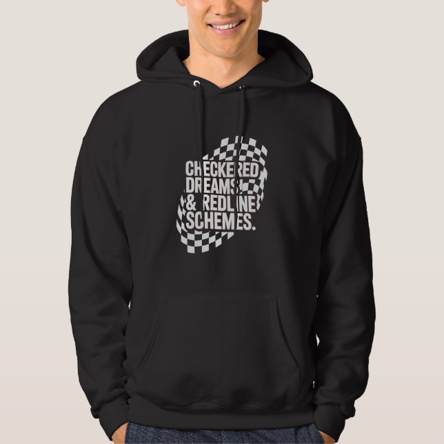Checkered Dreams and Redline Schemes Wavy Text Hoodie (Vorderseite)