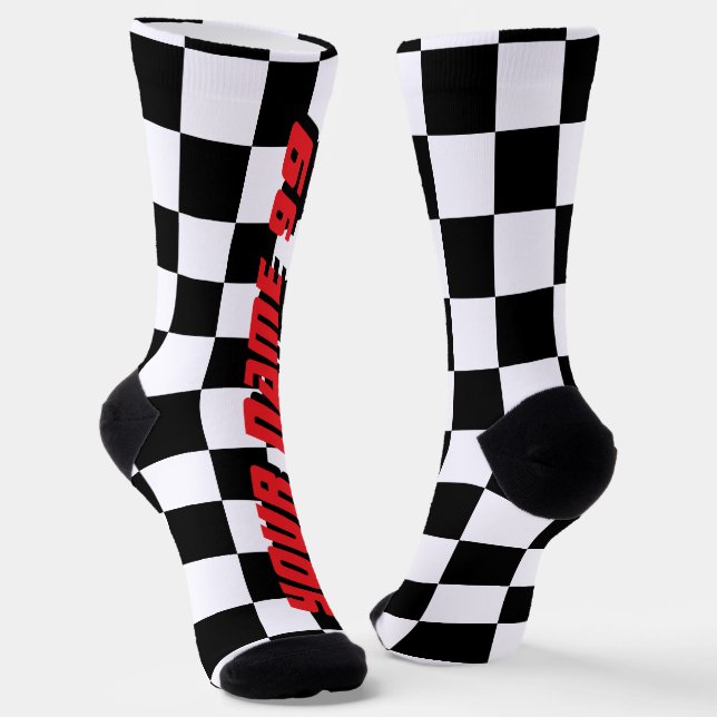 Checkered flag car racing sport personalized socken (Gewinkelt)