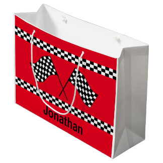 Checkered Flag Design Gift Bag Große Geschenktüte