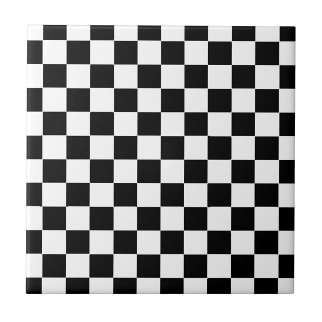 Checkered Flag Racing Chess Checkers Chessboard Fliese (Vorderseite)