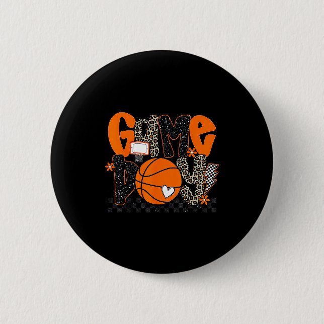 Checkered Game Day Basketball Srts Lover Men Women Button (Vorderseite)