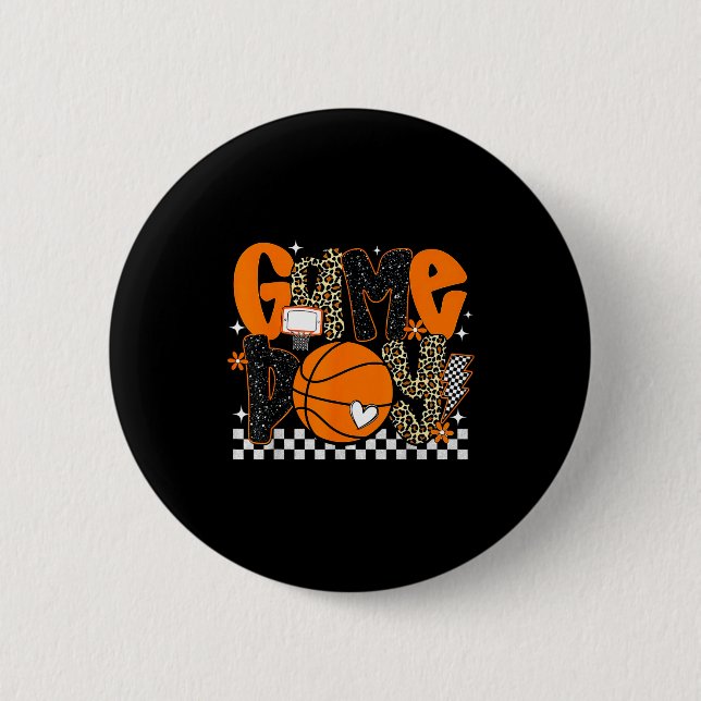 Checkered Game Day Basketball Srts Lover Men Women Button (Vorderseite)