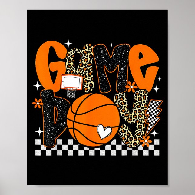 Checkered Game Day Basketball Srts Lover Men Women Poster (Vorne)