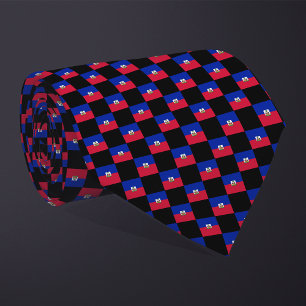 Checkered Haiti Flag Muster Krawatte