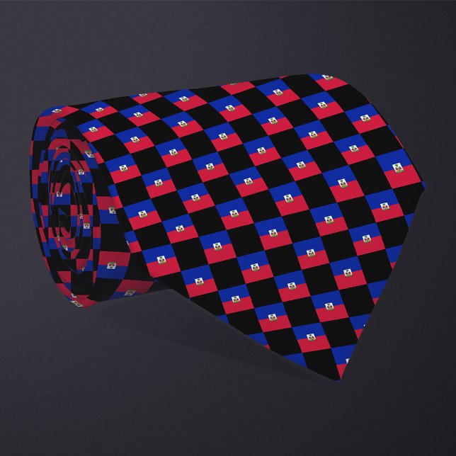 Checkered Haiti Flag Muster Krawatte (Von Creator hochgeladen)