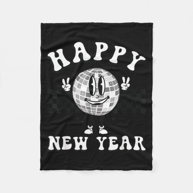 Checkered Happy New Year 2026 Disco Ball New Year  Fleecedecke (Vorderseite)