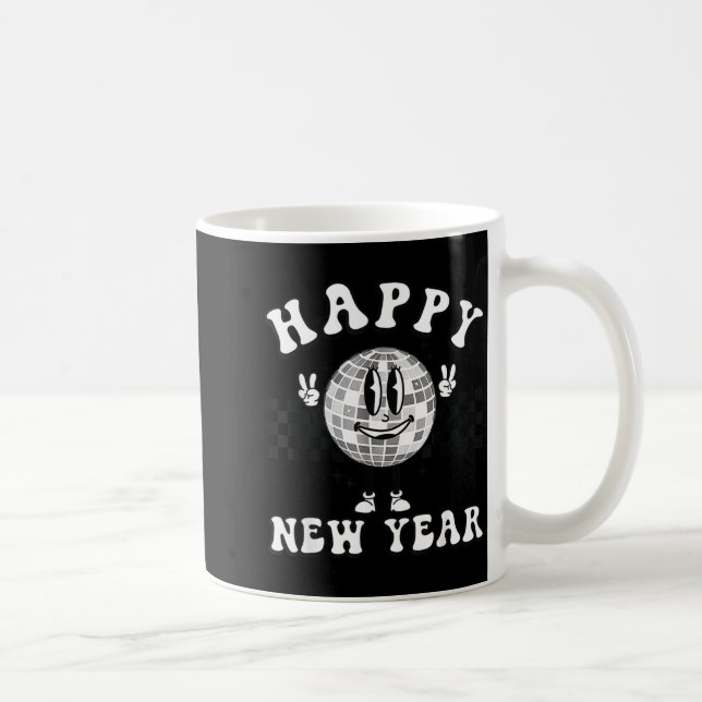 Checkered Happy New Year 2026 Disco Ball New Year  Kaffeetasse (Rechts)