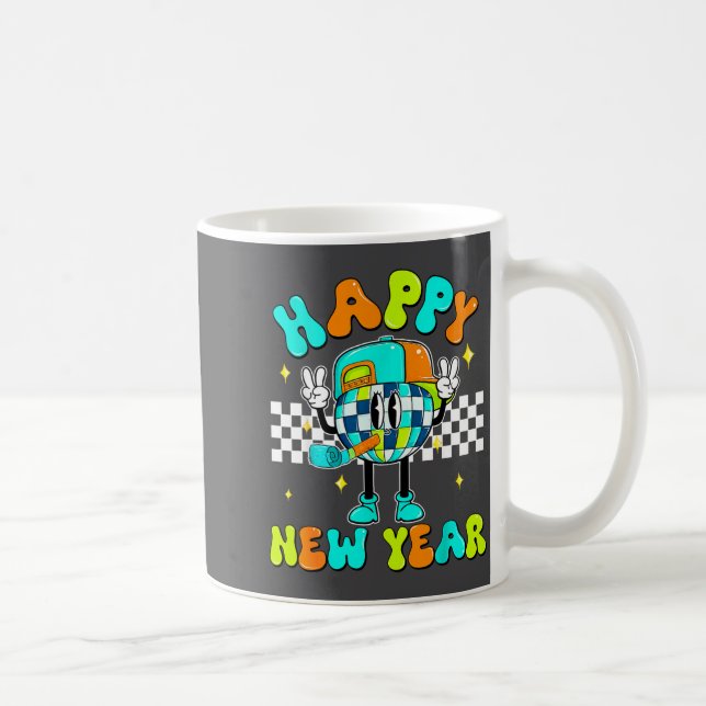 Checkered Happy New Year 2026 Disco Ball New Year  Kaffeetasse (Rechts)