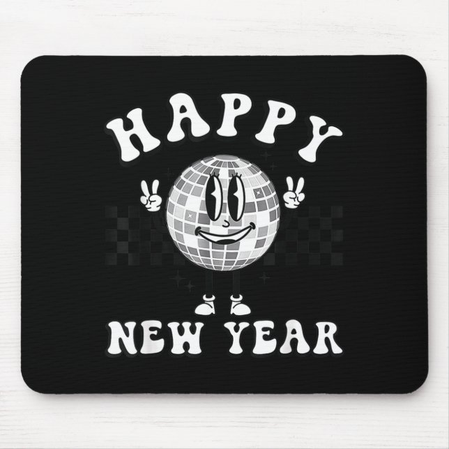Checkered Happy New Year 2026 Disco Ball New Year  Mousepad (Vorne)