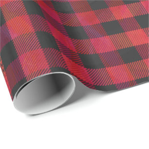 Checkered kariertes Rotes und schwarz Geschenkpapier