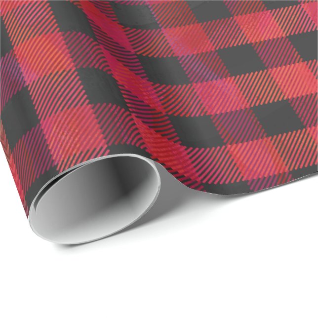 Checkered kariertes Rotes und schwarz Geschenkpapier (Rolleneckpunkt)