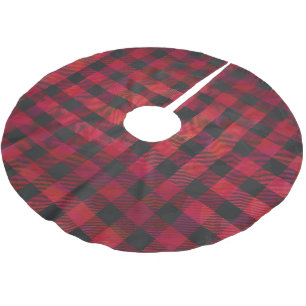 Checkered kariertes Rotes und schwarz Polyester Weihnachtsbaumdecke