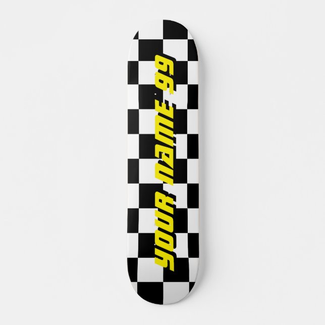 Checkered laufende Flaggen-individueller Name Skateboard (Vorne)