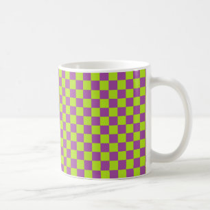 Checkered Limones Grünes und lila Kaffeetasse