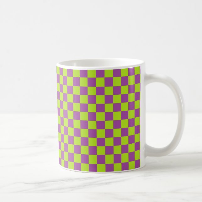 Checkered Limones Grünes und lila Kaffeetasse (Rechts)