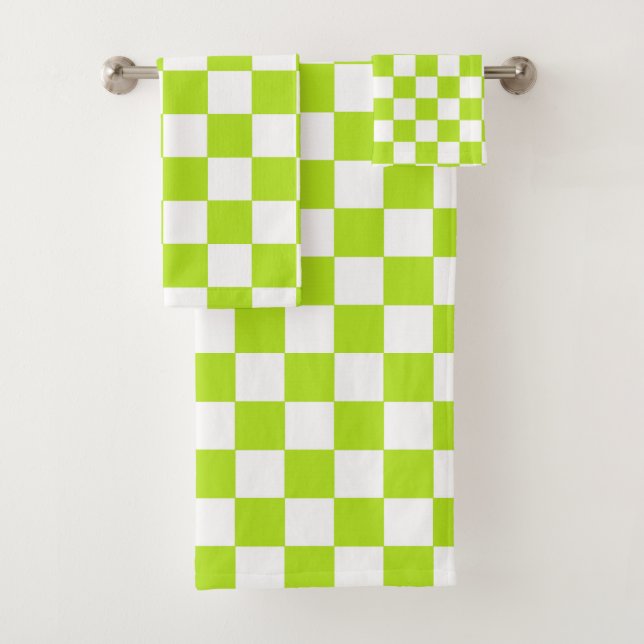 Checkered Limones Grünes und Weiß Badhandtuch Set (Insitu)