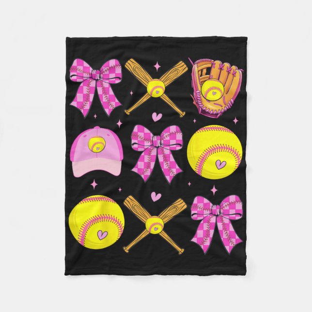 Checkered Mama Bow Cute Softll Mom Women Game Day  Fleecedecke (Vorderseite)