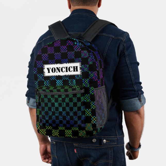 Checkered Moire von Kenneth Yoncich Bedruckter Rucksack (Insitu (Modell))