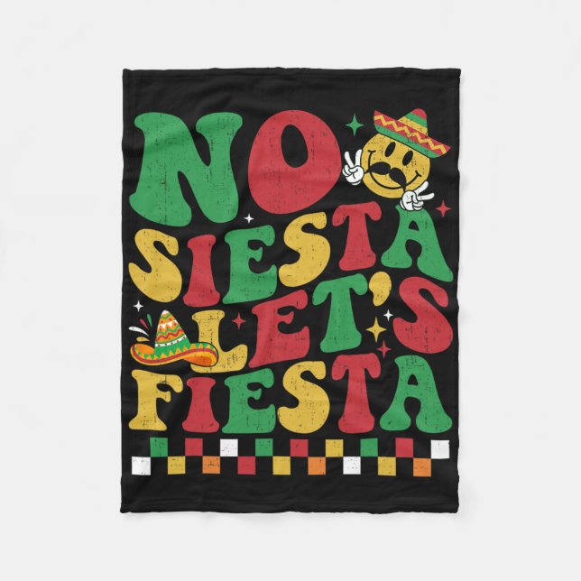 Checkered No Siesta Let's Fiesta Funny Cinco De Ma Fleecedecke (Vorderseite)