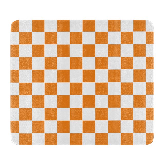 Checkered Orange and White  Schneidebrett (Vorderseite)