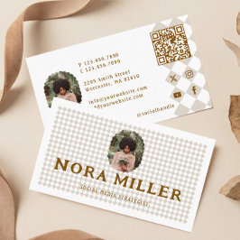 Checkered Pattern Social Media Influencer Photo Visitenkarte