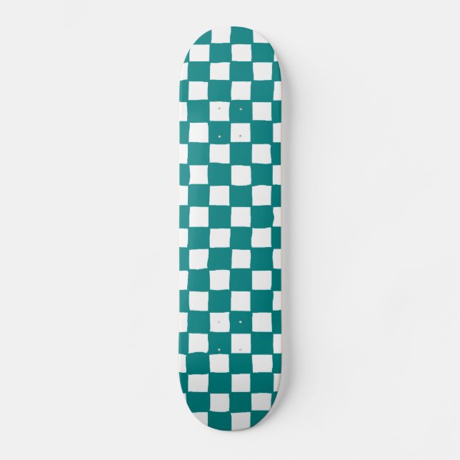 checkered pattern (teal) skateboard (Vorderseite)