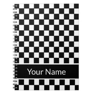 Checkered personalisierter Schwarzweiss-Name Notizblock