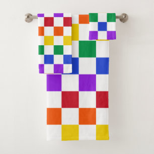 Checkered Regenbogen-kariertes buntes Badhandtuch Set
