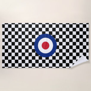 Checkered schwarzes laufendes Ziel-Mod Roundel Strandtuch