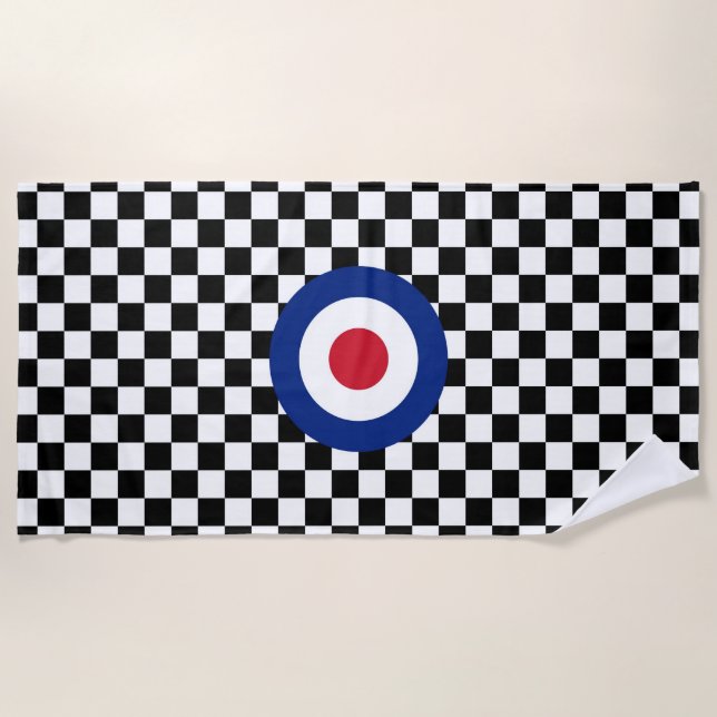 Checkered schwarzes laufendes Ziel-Mod Roundel Strandtuch (Vorderseite)