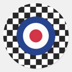 Checkered schwarzes laufendes Ziel-Mod Runder Aufkleber