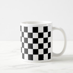 Checkered Schwarzweiss-Auto, das Flagge läuft Tasse