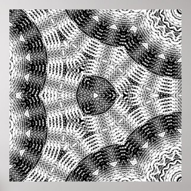 Checkered Sine Wave Distortion Mirrored 8x8x3x Poster (Vorne)