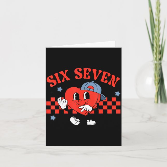 Checkered Six Seven Cool Hearts 67 Valentines Day  Karte (Vorderseite)