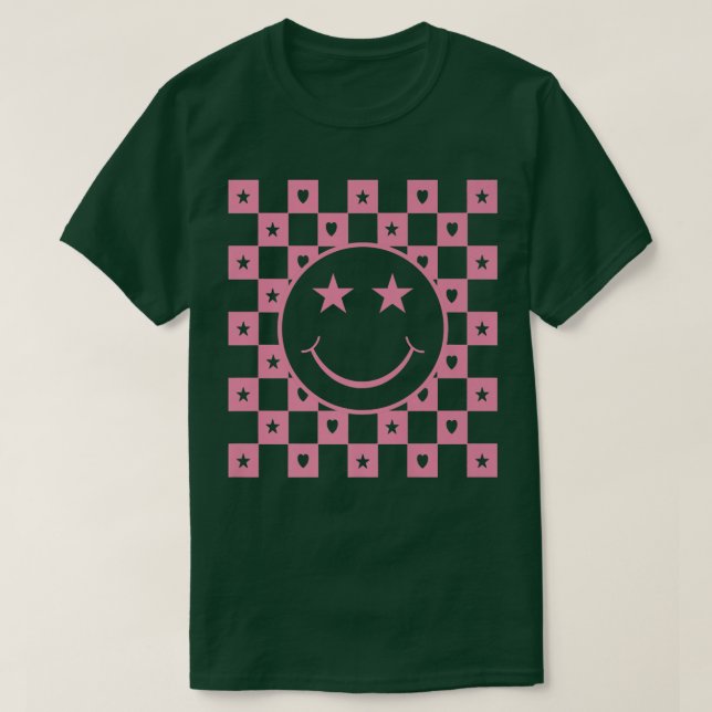 Checkered Smiling Face Funny Premium  T-Shirt (Design vorne)