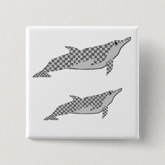 Checkered Spinnerdelphin-Krawatte Button (Vorderseite)
