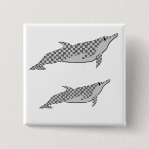 Checkered Spinnerdelphin-Krawatte Button