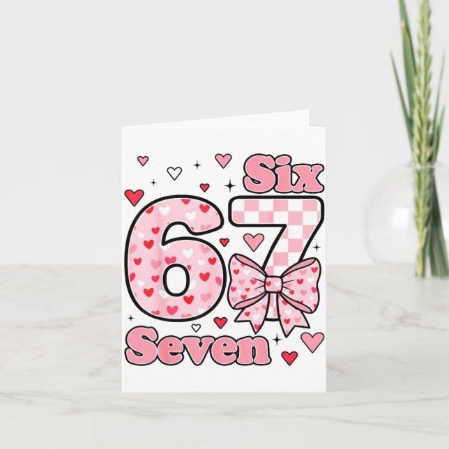 Checkered Valentine Cute Six Seven 6 7 Meme Teens  Karte (Vorderseite)