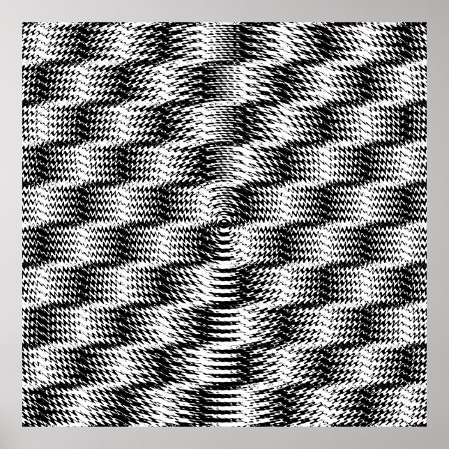 Checkered Wave Distortion BW Poster (Vorne)