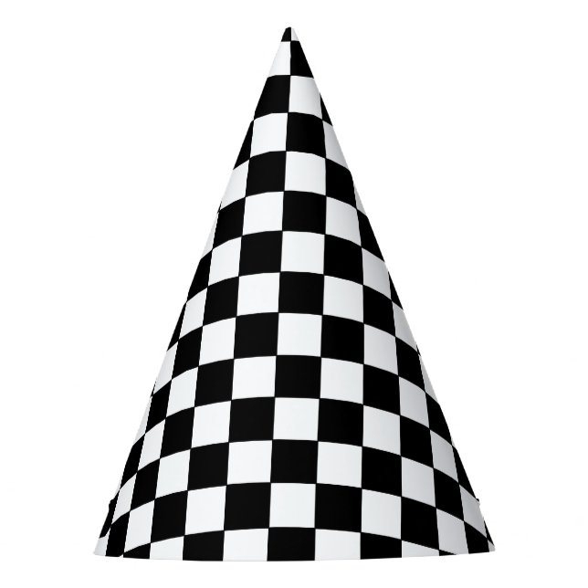 Checkered White and Black  Partyhütchen (Vorderseite)