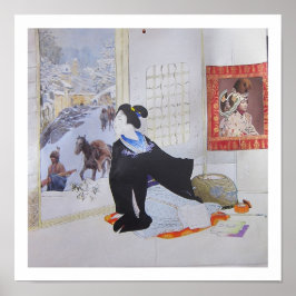 Checking on the Neighbors - collage art Poster